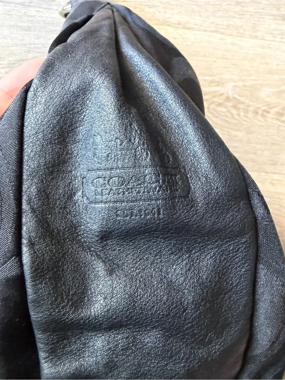 Coach Black Logo-Print Hobo Bag with Leather Trim